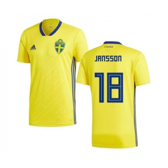 Sweden 18 Jansson Home Kid Soccer Country Jersey