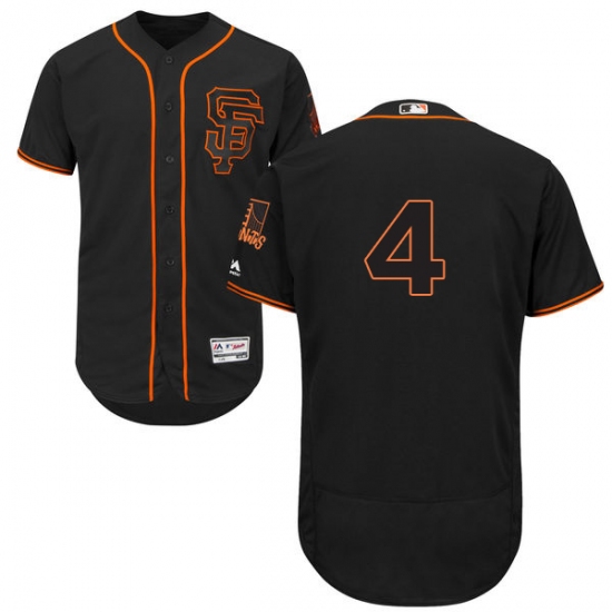 Men's Majestic San Francisco Giants 4 Mel Ott Black Alternate Flex Base Authentic Collection MLB Jersey