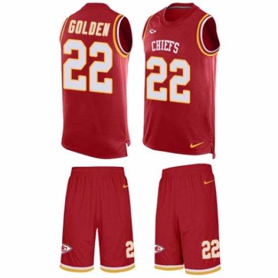 Men's Nike Kansas City Chiefs 22 Robert Golden Limited Red Tank Top Suit NFL Jersey
