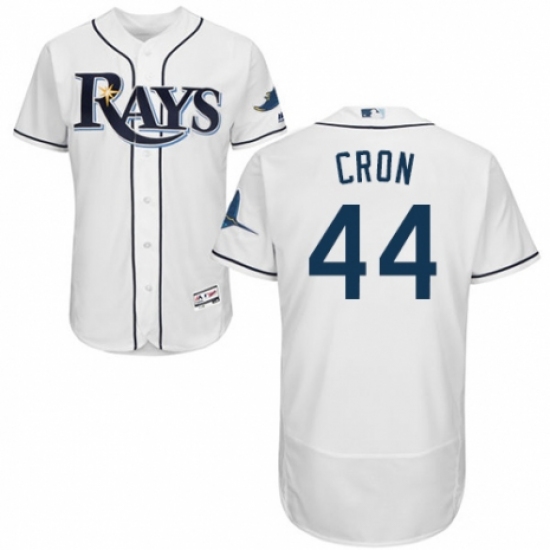 Men's Majestic Tampa Bay Rays 44 C. J. Cron Home White Home Flex Base Authentic Collection MLB Jersey