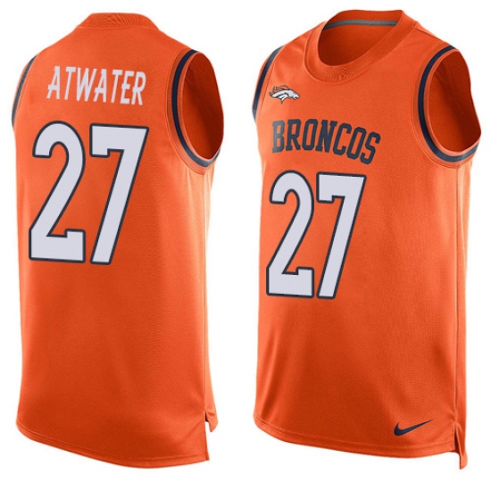Men's Nike Denver Broncos 27 Steve Atwater Limited Orange Player Name & Number Tank Top NFL Jersey