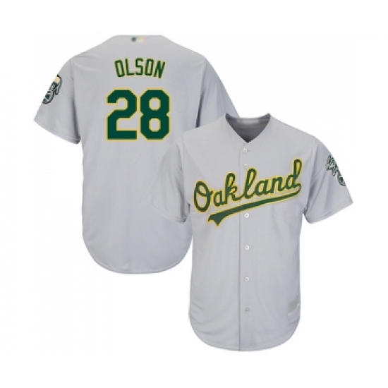 Men's Oakland Athletics 28 Matt Olson Replica Grey Road Cool Base Baseball Jersey