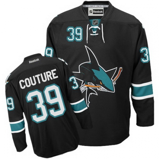 Men's Reebok San Jose Sharks 39 Logan Couture Authentic Black Third NHL Jersey