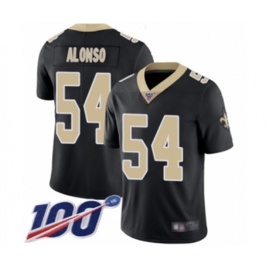 Youth New Orleans Saints 54 Kiko Alonso Black Team Color Vapor Untouchable Limited Player 100th Season Football Jersey