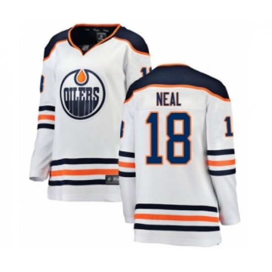 Women's Edmonton Oilers 18 James Neal Authentic White Away Fanatics Branded Breakaway Hockey Jersey