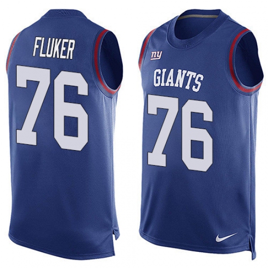 Men's Nike New York Giants 76 D.J. Fluker Limited Royal Blue Player Name & Number Tank Top NFL Jersey