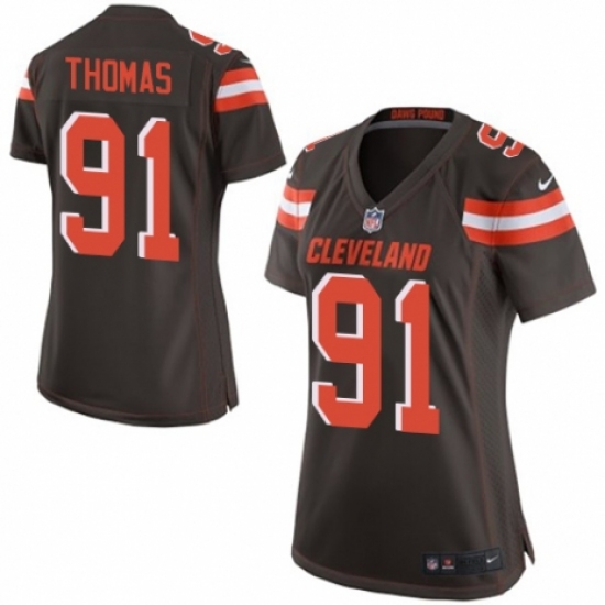 Women's Nike Cleveland Browns 91 Chad Thomas Game Brown Team Color NFL Jersey