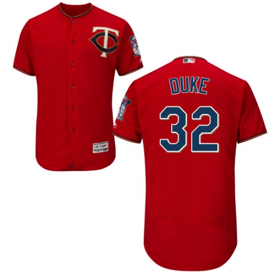 Men's Majestic Minnesota Twins 32 Zach Duke Scarlet Alternate Flex Base Authentic Collection MLB Jersey