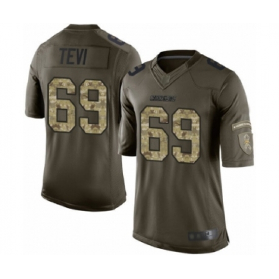 Men's Los Angeles Chargers 69 Sam Tevi Limited Green Salute to Service Football Jersey