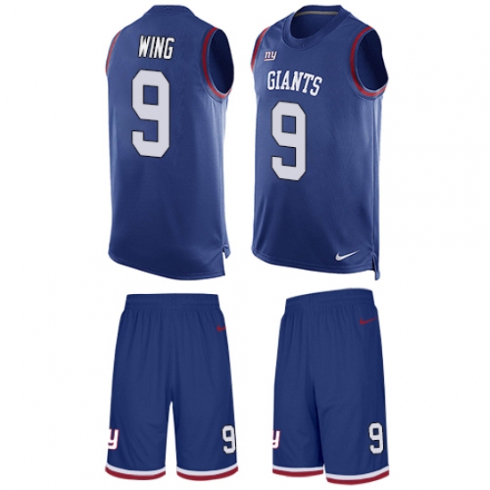 Men's Nike New York Giants 9 Brad Wing Limited Royal Blue Tank Top Suit NFL Jersey