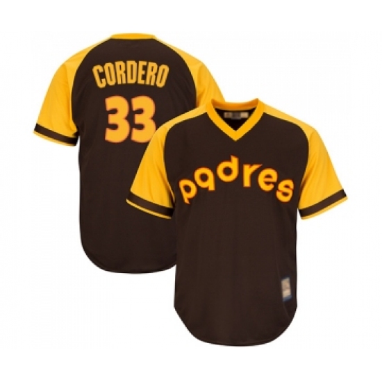 Youth San Diego Padres 33 Franchy Cordero Replica Brown Alternate Cooperstown Cool Base Baseball Jersey