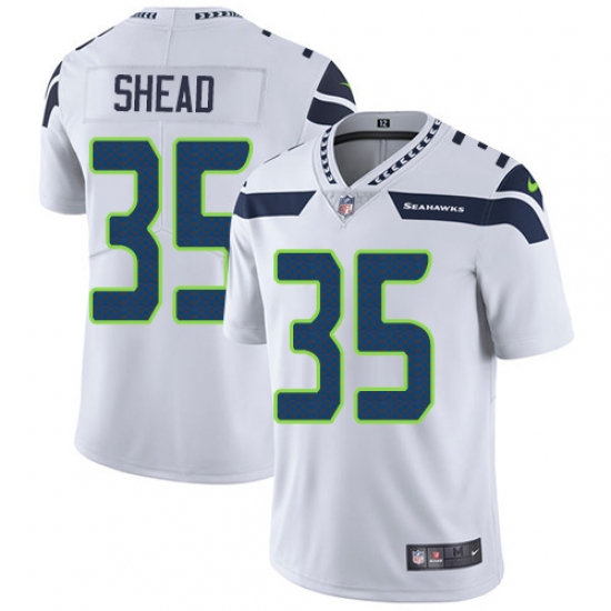 Youth Nike Seattle Seahawks 35 DeShawn Shead White Vapor Untouchable Limited Player NFL Jersey