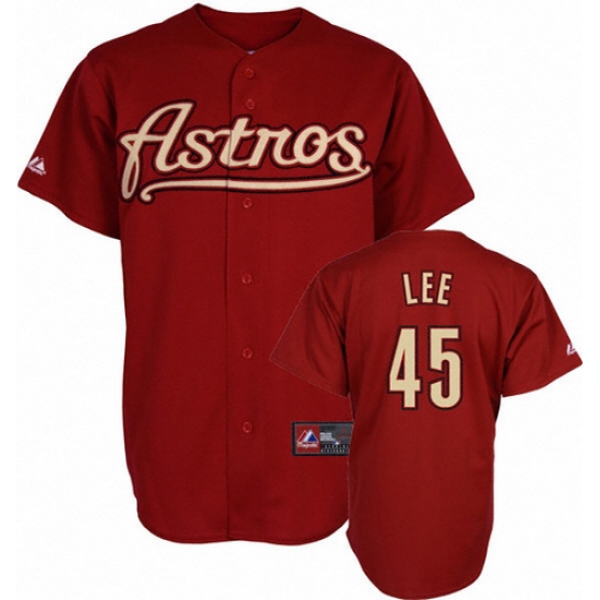 Men's Mitchell and Ness Houston Astros 45 Carlos Lee Replica Red Throwback MLB Jersey