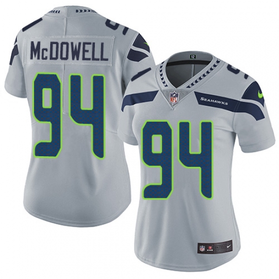 Women's Nike Seattle Seahawks 94 Malik McDowell Grey Alternate Vapor Untouchable Limited Player NFL Jersey