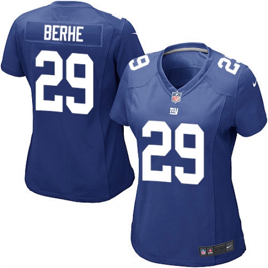 Women's Nike New York Giants 29 Nat Berhe Game Royal Blue Team Color NFL Jersey