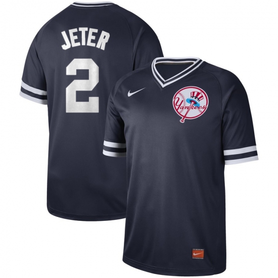 Men's Nike New York Yankees 2 Derek Jeter Nike Cooperstown Collection Legend V-Neck Jersey Navy