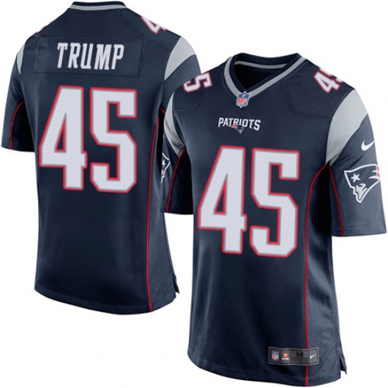 Men's Nike New England Patriots 45 Donald Trump Game Navy Blue Team Color NFL Jersey