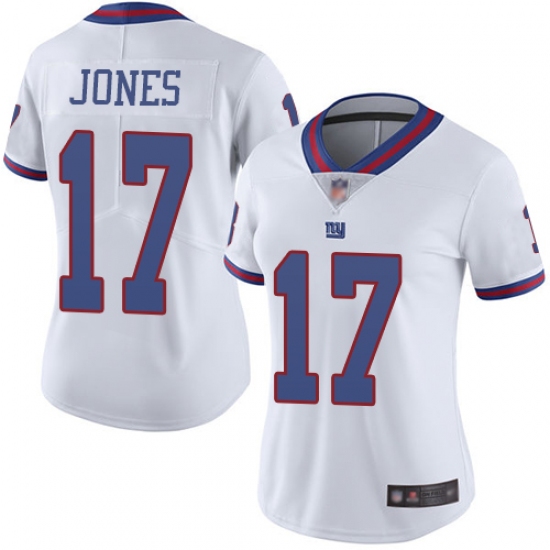 Women's Nike New York Giants 17 Daniel Jones White Stitched NFL Limited Rush Jersey