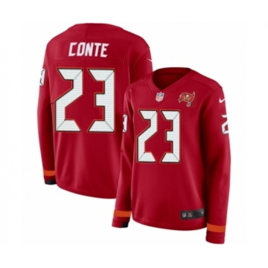 Women's Nike Tampa Bay Buccaneers 23 Chris Conte Limited Red Therma Long Sleeve NFL Jersey