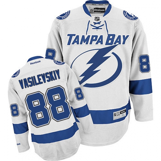 Men's Reebok Tampa Bay Lightning 88 Andrei Vasilevskiy Authentic White Away NHL Jersey