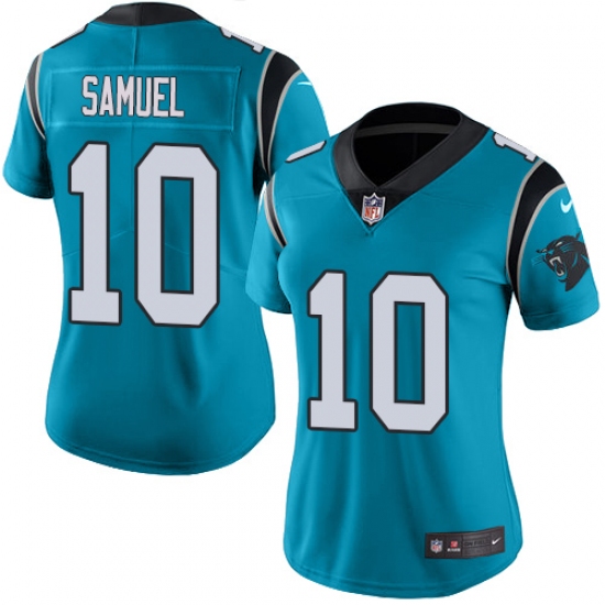 Women's Nike Carolina Panthers 10 Curtis Samuel Blue Alternate Vapor Untouchable Limited Player NFL Jersey