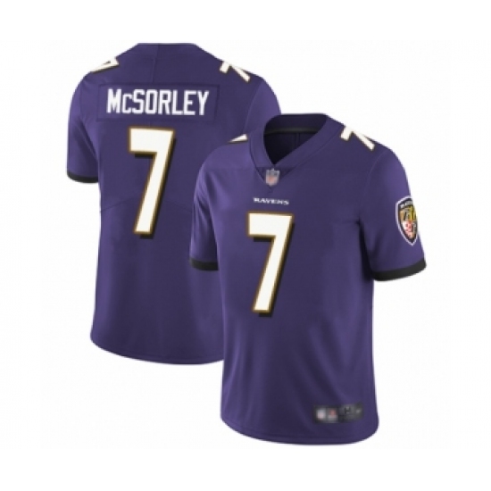 Men's Baltimore Ravens 7 Trace McSorley Purple Team Color Vapor Untouchable Limited Player Football Jersey