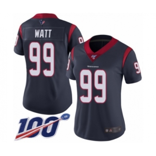 Women's Nike Houston Texans 99 J.J. Watt Navy Blue Team Color Vapor Untouchable Limited Player 100th Season NFL Jersey