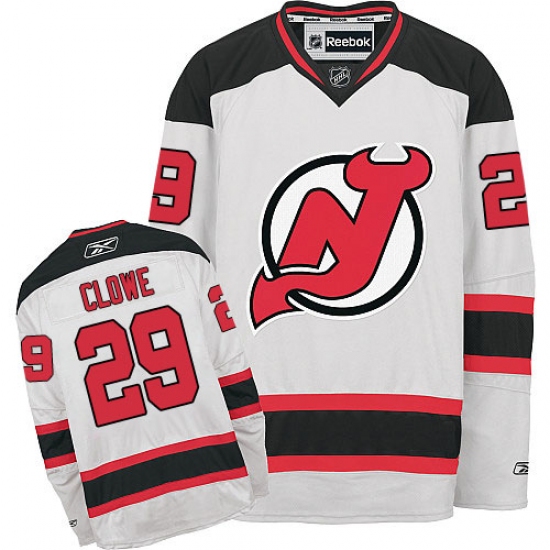 Men's Reebok New Jersey Devils 29 Ryane Clowe Authentic White Away NHL Jersey