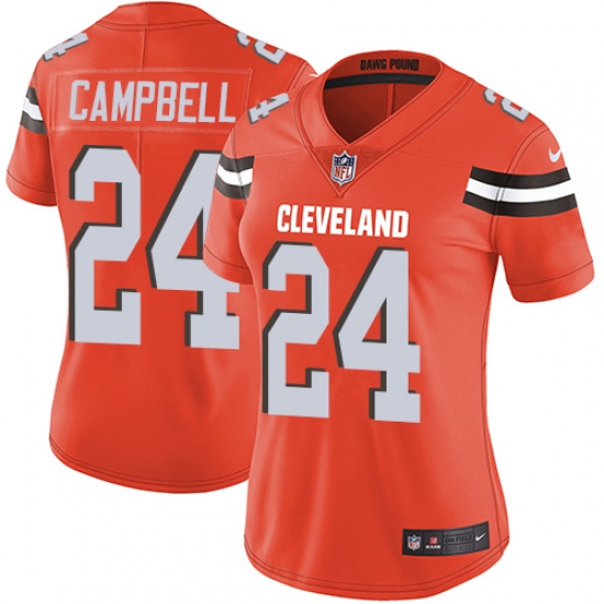 Women's Nike Cleveland Browns 24 Ibraheim Campbell Orange Alternate Vapor Untouchable Limited Player NFL Jersey