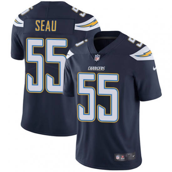 Men's Nike Los Angeles Chargers 55 Junior Seau Navy Blue Team Color Vapor Untouchable Limited Player NFL Jersey