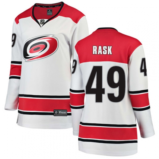 Women's Carolina Hurricanes 49 Victor Rask Authentic White Away Fanatics Branded Breakaway NHL Jersey