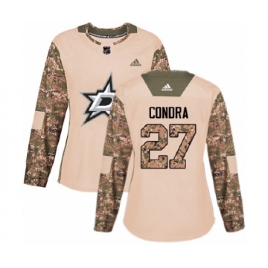 Women's Adidas Dallas Stars 27 Erik Condra Authentic Camo Veterans Day Practice NHL Jersey