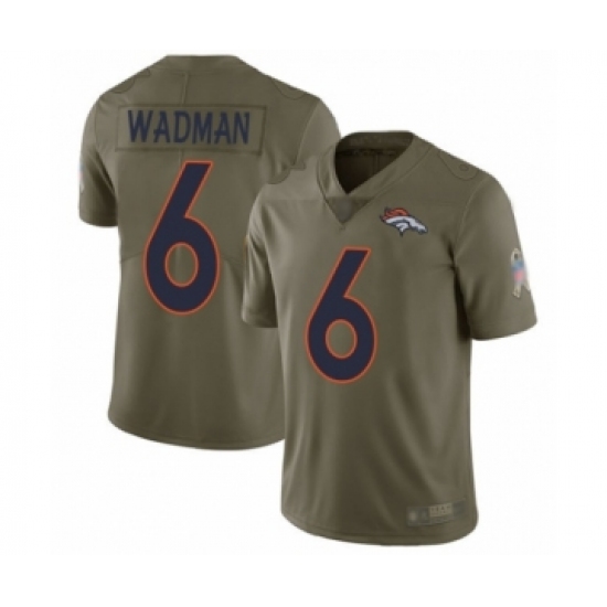 Men's Denver Broncos 6 Colby Wadman Limited Olive 2017 Salute to Service Football Jersey