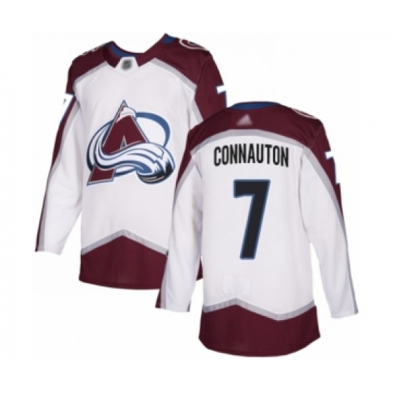 Men's Colorado Avalanche 7 Kevin Connauton Authentic White Away Hockey Jersey