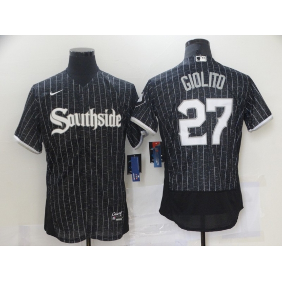 Men's Nike Chicago White Sox 27 Lucas Giolito Black Alternate Stitched Jersey