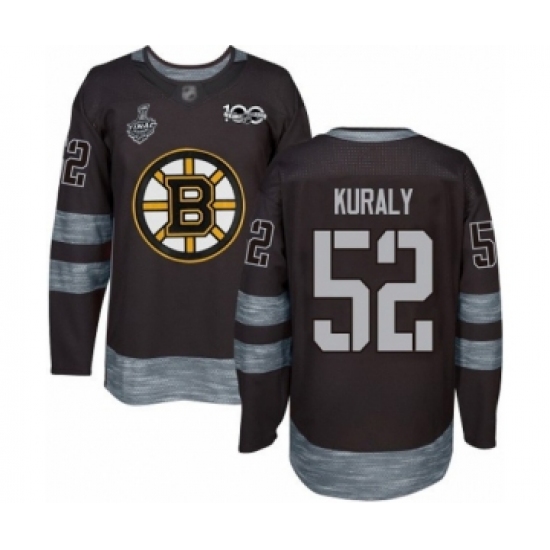 Men's Boston Bruins 52 Sean Kuraly Authentic Black 1917-2017 100th Anniversary 2019 Stanley Cup Final Bound Hockey Jersey