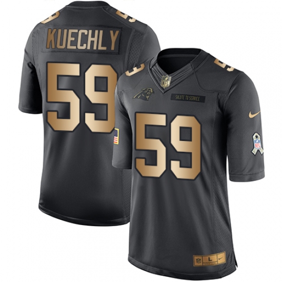 Youth Nike Carolina Panthers 59 Luke Kuechly Limited Black/Gold Salute to Service NFL Jersey