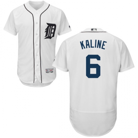 Men's Majestic Detroit Tigers 6 Al Kaline White Home Flex Base Authentic Collection MLB Jersey