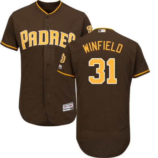 Men's Majestic San Diego Padres 31 Dave Winfield Brown Alternate Flex Base Authentic Collection MLB Jersey