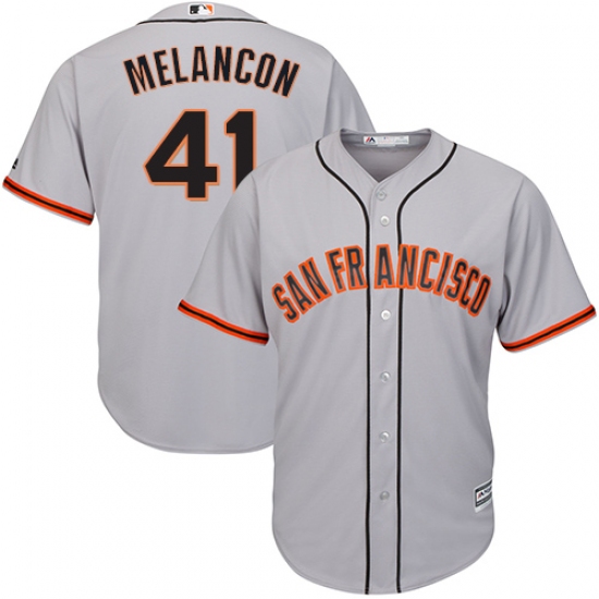 Men's Majestic San Francisco Giants 41 Mark Melancon Replica Grey Road Cool Base MLB Jersey