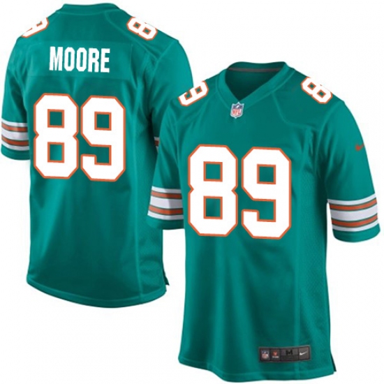 Men's Nike Miami Dolphins 89 Nat Moore Game Aqua Green Alternate NFL Jersey