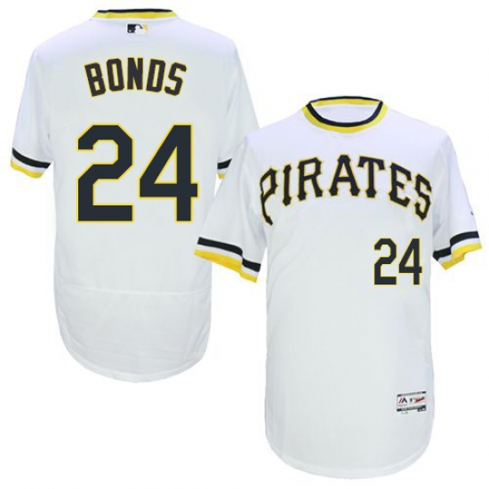 Men's Majestic Pittsburgh Pirates 24 Barry Bonds White Flexbase Authentic Collection Cooperstown MLB Jersey