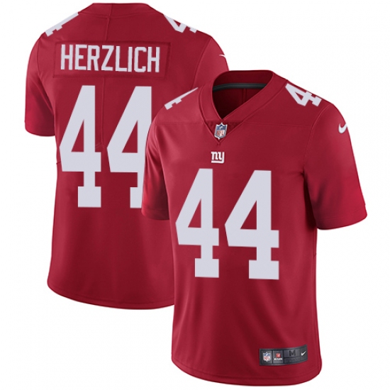 Men's Nike New York Giants 44 Mark Herzlich Red Alternate Vapor Untouchable Limited Player NFL Jersey