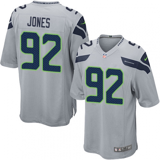 Men's Nike Seattle Seahawks 92 Nazair Jones Game Grey Alternate NFL Jersey