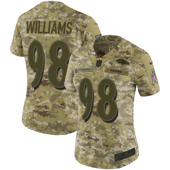 Women's Nike Baltimore Ravens 98 Brandon Williams Limited Camo 2018 Salute to Service NFL Jersey