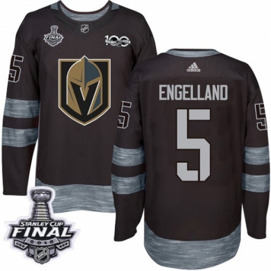 Men's Adidas Vegas Golden Knights 5 Deryk Engelland Authentic Black 1917-2017 100th Anniversary 2018 Stanley Cup Final NHL Jersey