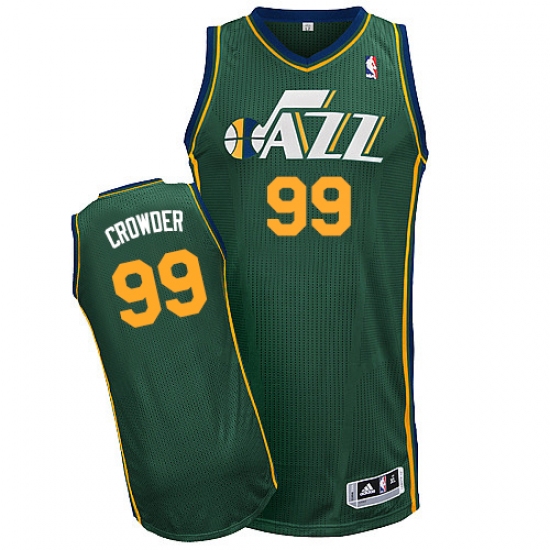 Men's Adidas Utah Jazz 99 Jae Crowder Authentic Green Alternate NBA Jersey