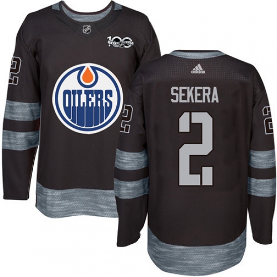 Men's Adidas Edmonton Oilers 2 Andrej Sekera Authentic Black 1917-2017 100th Anniversary NHL Jersey