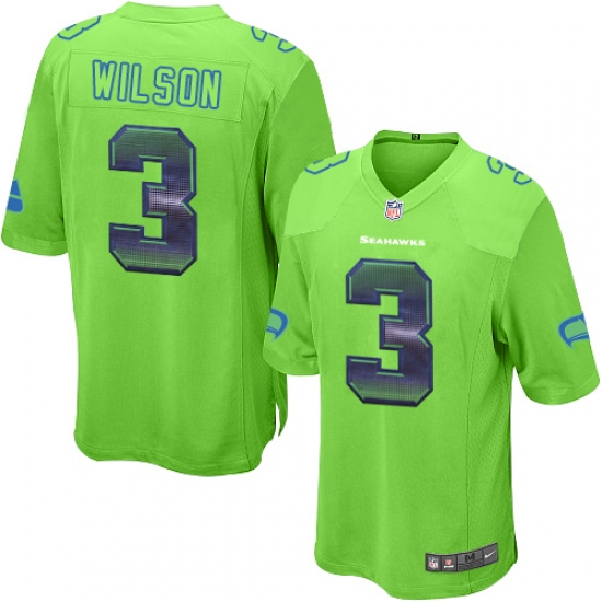 Men's Nike Seattle Seahawks 3 Russell Wilson Limited Green Strobe NFL Jersey