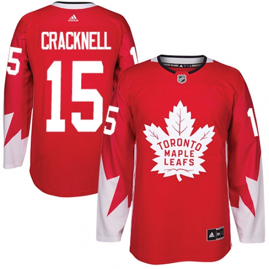 Men's Adidas Toronto Maple Leafs 15 Adam Cracknell Authentic Red Alternate NHL Jersey